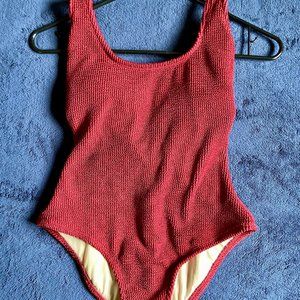 Kona Sol Women Pucker One Piece Burgundy Swimsuit